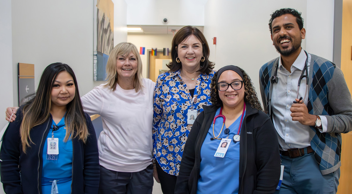 woonsocket-staff- A group shot of nurses, medical assistants and a provide in Thundermist's Woonsocket medical center.